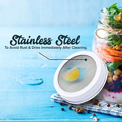 HomeSpec Canning Jar Strainer Sprouting Lid Set For Sprouts, Sifting