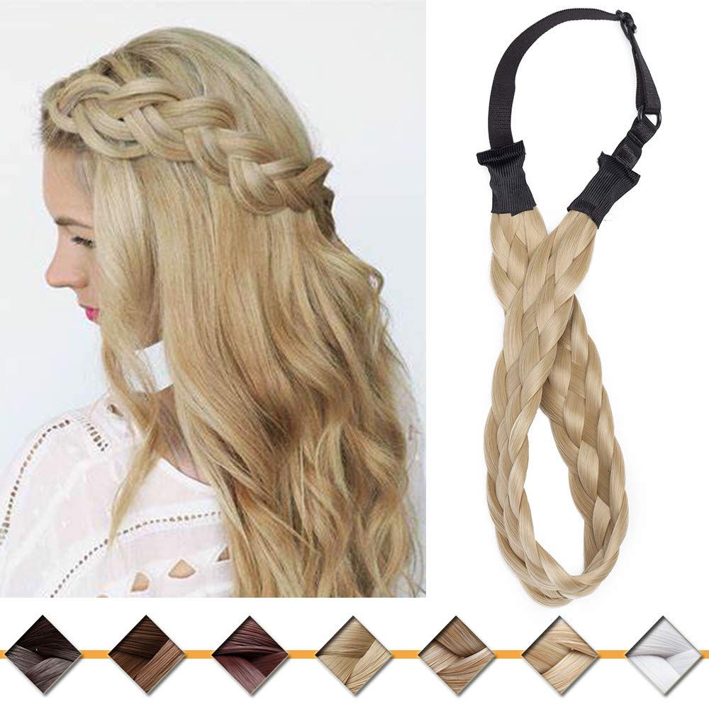 Silk-co Silk-co Stretchable Plaited Headband Twist Hair Bands Fashion Plait Braided Hair Accessories Women Synthetic Ash Blonde
