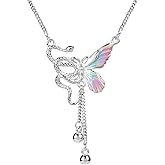 HOH-Tech Butterfly Snake Necklaces for Women 925 Sterling Silver Butterfly Pendant Snake Jewelry Colour Enamel Pendant Chrismas Valentine's Wedding Birthday Anniversary Mothers Wife Daughter Gifts