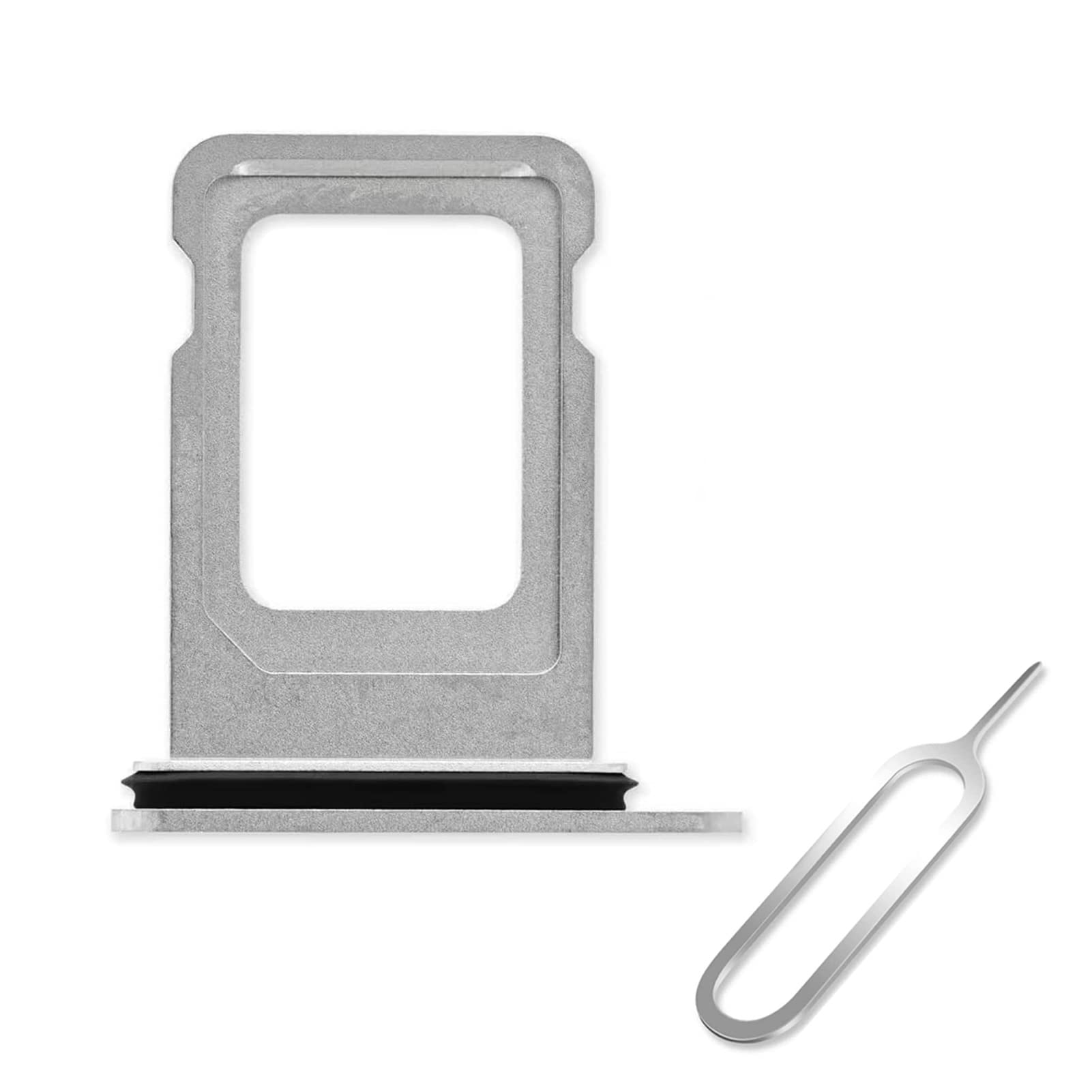 Cemobile SIM Card Tray Slot Holder Replacement for iPhone 14 Pro & 14 Pro Max (Single SIM Version) with Waterproof Rubber Seal Ring + SIM Tray Open Eject Pin (Silver)