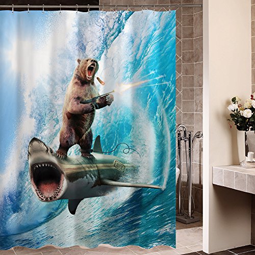 Funny Bear Creative Shark Unique Shower Curtain