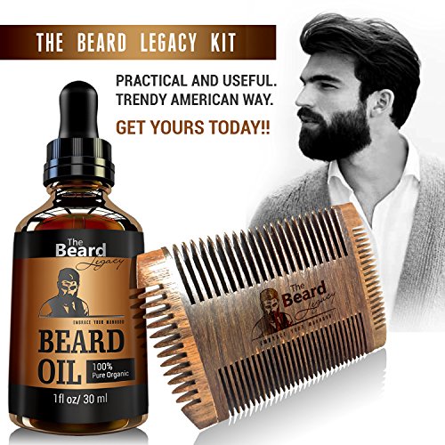 BEARD WOODEN COMB KIT + Beard Oil + Luxury Gift Box, Made in USA