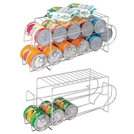 Durable Steel Rack Double Can Rack Holds Soda Cans Organize Pantry