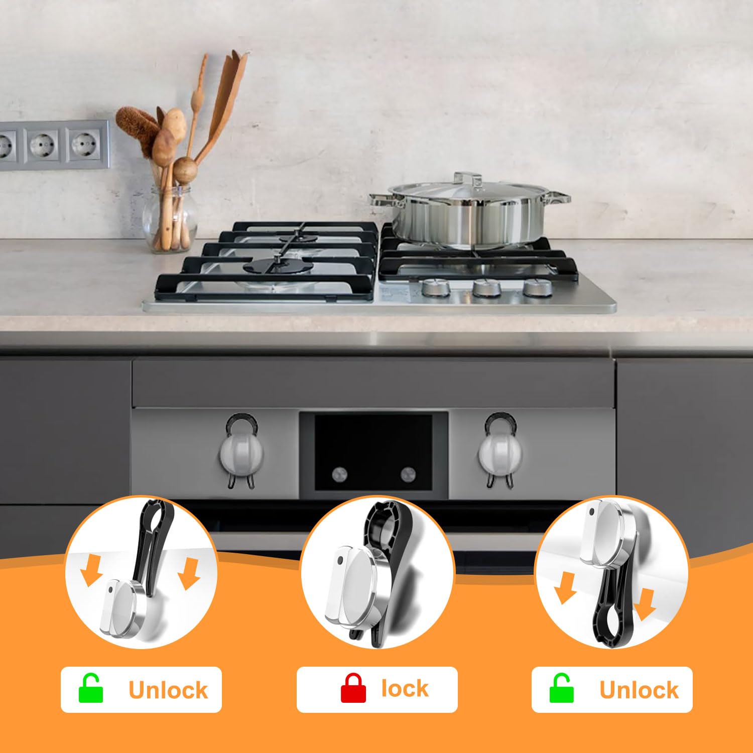 Stove Knob Covers, Door Knob Safety Cover for Kids, 5 Pcs Gas Stove Knob Locks, Oven Knob Covers for Child Pet Safety (black)