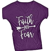 DANVOUY Women's V-Neck Summer Casual Letters Printed T-Shirt Short Sleeves Graphic Tops