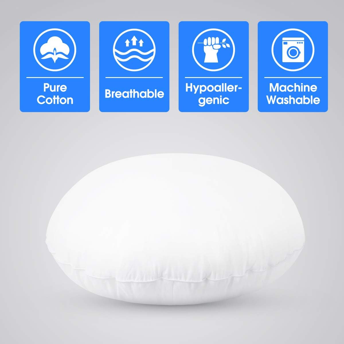 HOMEIDEAS Throw Pillow Insert Round 24" - 100% Cotton Couch Pillow Insert - Hypoallergenic Stuffer Pillow Inserts Sham (1 Pack): Home & Kitchen