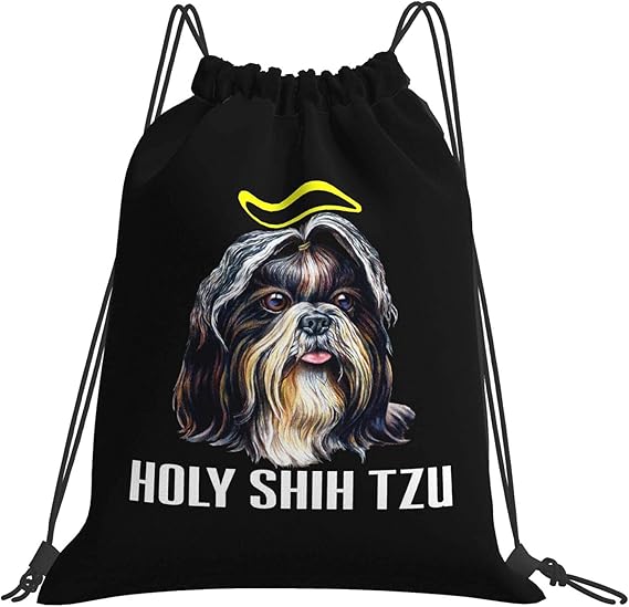 Drawstring Backpack Shitzu Dog Holy Shih Tzu String Bag Cinch Water Resistant Nylon For Gym