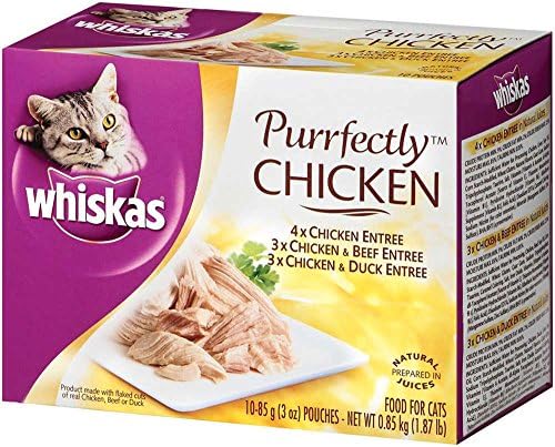 Best Cats Food Chicken Variety 9-Pack (10-Count) 3 Ounces Wet Cat Food WHISKAS PURRFECTLY Favorites nutrition Wellness Feast Gourmet