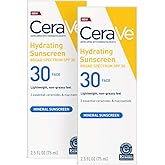 CeraVe 100% Mineral Sunscreen SPF 30 | Face Sunscreen With Zinc oxide & Titanium Dioxide for Sensitive Skin | 2.5 Fl Oz, Pack