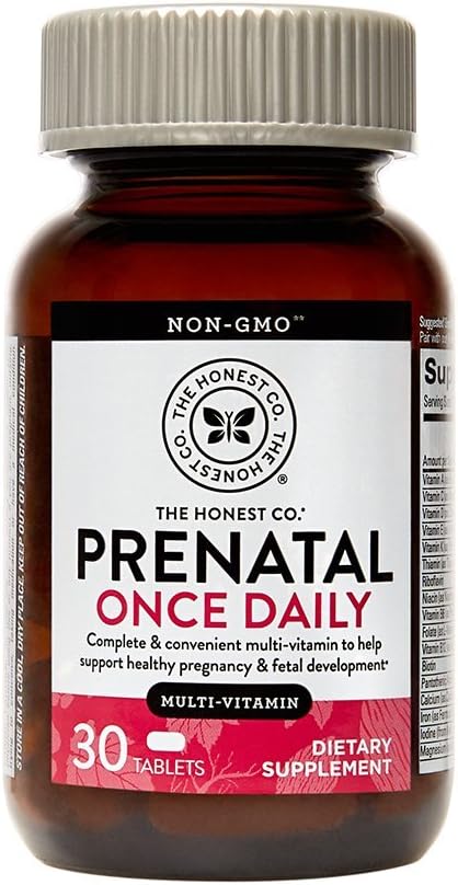 The Honest Company Prenatal Once Daily | Prenatal Vitamins | Non - GMO | Folic Acid, Vitamin A, Vitamin D & Vitamin E, Iron & Choline |, Basic Pineapple, 30 Count (Pack of 1): Health & Personal Care