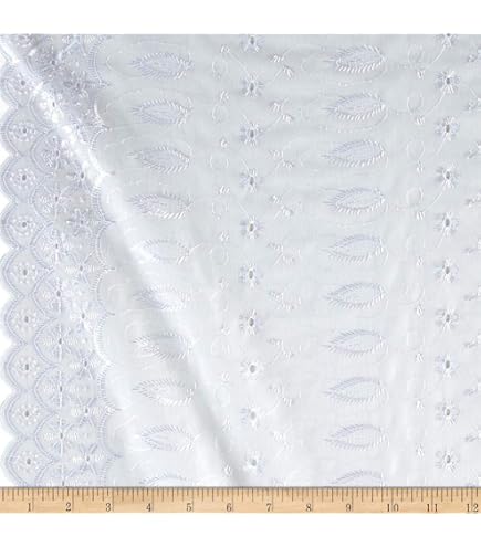 Daisy In Leaf 100% Cotton Embroidered Eyelet Fabric - 42 Inch Wide Sold By The Yard Hot Pink