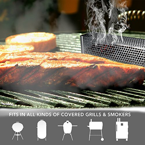 GAINWELL 12” BBQ Wood Pellet Smoker Tube Stainless Steel Cube with Bottom - Thumbnail 2