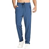 Surenow Men's Athletic Pants Elastic Waist Quick-Dry Lightweight Pants Workout Outdoor Sweatpants with Zipper Pockets
