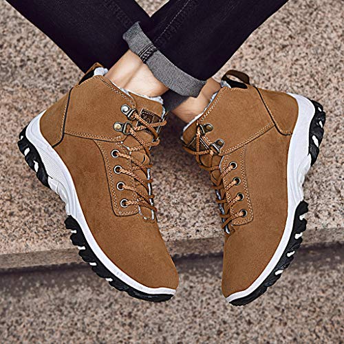 DondPO Men's Hiking Shoes Fashion Outdoor Sneakers Cotton Shoes Warm Waterproof Non-Slip Wear Sports Shoes Brown