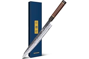 HOSHANHO Sushi Knife Japanese Sashimi Knife 10 Inch, Hand Forged High Carbon Steel Yanagiba Knife, Kitchen Chef Knife for Cut