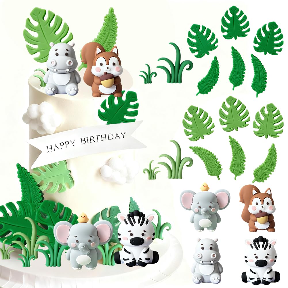 20pcs Animals Cake Decoration for Kids Birthday Party Decorations Educational Animal Figurines Set Realistic Jungle Cake Ornaments Toy Figures for Kids Boy Girl Birthday Shower Party Supplies — image 1