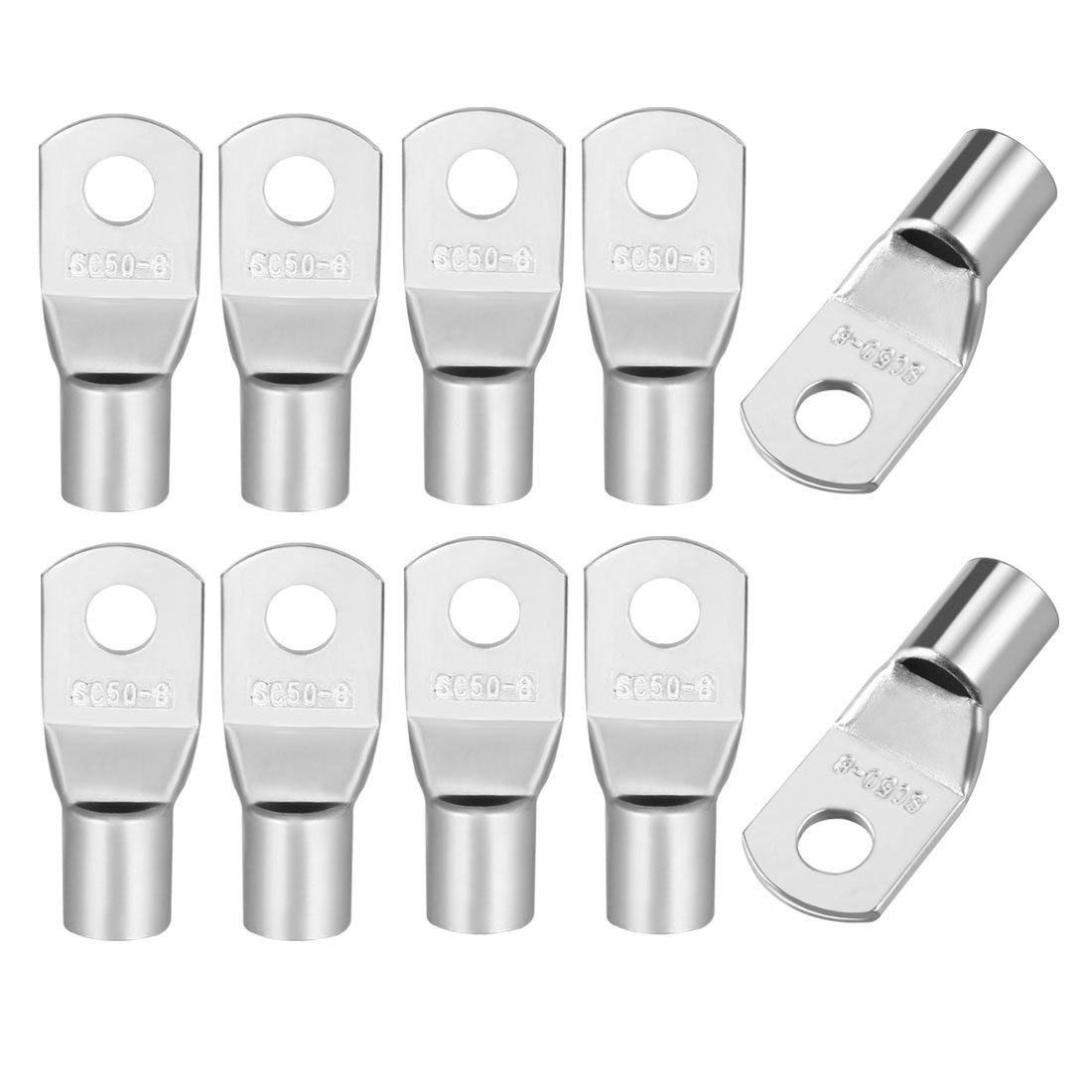 sourcingmap 10PCS SC50-8 Copper Eyelets Tubular Lug Ring Terminal Connectors