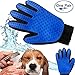 Pet Grooming Glove and Deshedding Glove Brush Best for Dogs & Cats Long & Short Fur Massage Tool with Enhanced Five Finger Design (1 Pair Blue)