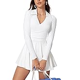 Tennis Dress for Women Long Sleeve Athletic Dress with Built in Shorts Golf Dress Workout Dresses with Pockets