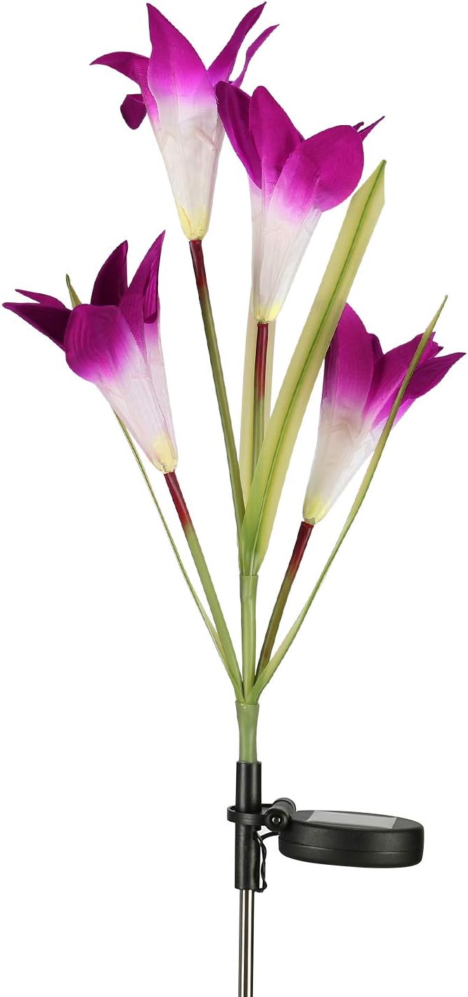 Joomer Solar Garden Lights, Solar Lily Flower Lights Multi-Color Changing Decorative Landscape Lighting Outdoor Waterproof for Pathway,Garden, Patio, Yard, Walkway(Purple)