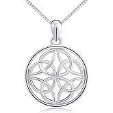 DAOCHONG 925 Sterling Silver Good Luck Irish Jewelry Celtic Knot Pendant Necklaces for Women