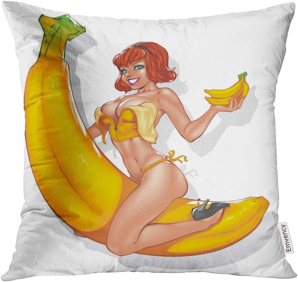 Amazon Com Upoos Throw Pillow Cover Yellow Leaf Sexy Pinup Girl