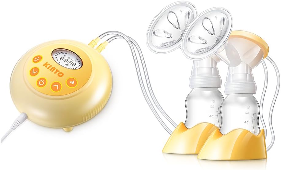 KINYO Electric Breastfeeding Pump - Rechargeable Dual Breast Pumps Automatic Massage Postpartum Prolactin with Free Battery Case