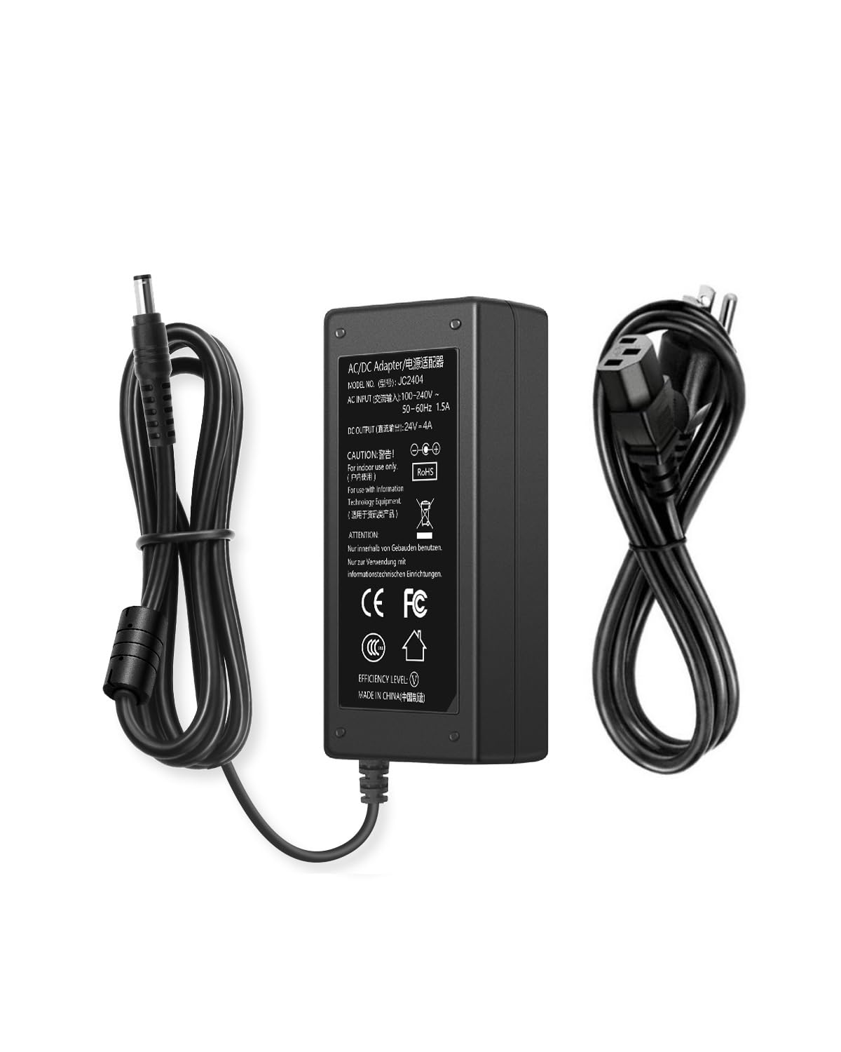 Photo 1 of 24V DC Power Supply 4A Universal AC Adapter, 100-240 50/60Hz Adapter to 24 Volts 4Amp Transformer, DC 24V Power Cord, 5.5mm x 2.5mm Plug