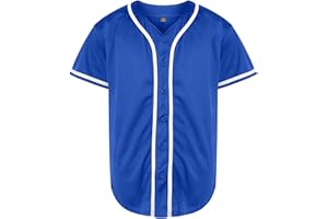 QTWW INC Mens Baseball Jersey Button Down Blank Solid Color Short Sleeve Shirts Hipster Hip Hop Active Team Sports Uniforms