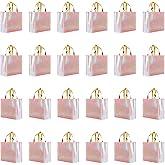 Mycts Set of 24 Iridescent Glossy Reusable Grocery Bags Reusable Bags with Handles Bachelorette Gift Bag Non-Woven Bridesmaid Bag for Women Birthday Wedding Party Mother's Day Christmas