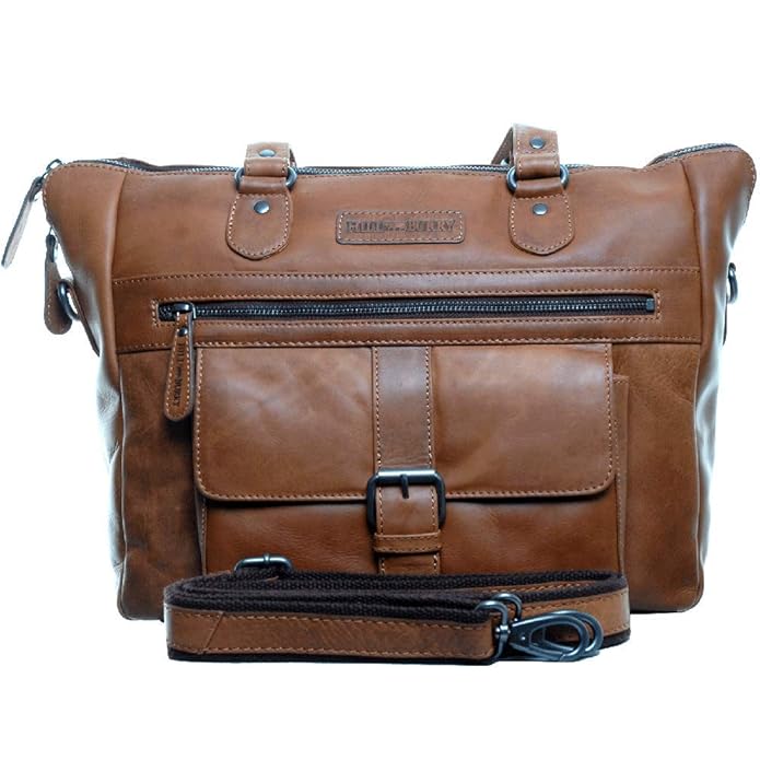 Hill Burry Damen große Schultertasche Umhängetasche Shopper Zweiwege Reißverschluss echt Leder