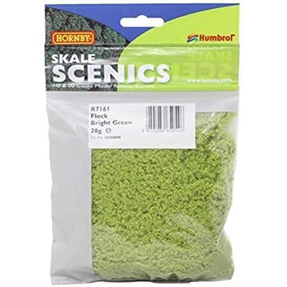 Hornby R7161 Flock - Bright Green for Model Railway OO Gauge, Model Train Accessories for Adding Scenery, Dioramas, Woodland, Buildings and More, Model Making Kits - 1:76 Scale Model Accessory