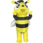KINQUINN Inflatable Bumble Bee Costume for Adult, Full Body Blow Up Bee Costumes for Men and Women, Fancy Insects Costume Outfit for Funny Halloween Cosplay Party