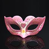 BLUE GARLIC Pink Masquerade Mask, Halloween Mardi Gras Carnival Mask for Party Girls Night Out Party Games Toys (Pink)