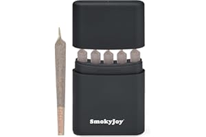 SMOKYJOY Smell Proof Cigarette Holder Case, 5 Hole Single Holder Pre Roll Case, Rolled King Size Cone Storage Box Container, Black