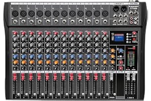 K-mxerpro 12 Channel Professional Audio Mixer Console Sound Board with 48V Phantom Power,USB Audio Interface for Live Show,Streaming Recording Music Stage Karaoke