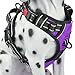 PoyPet No Pull Dog Harness, No Choke Front Clip Dog Reflective Harness, Adjustable Soft Padded Pet Vest with Easy Control Handle for Small to Large Dogs(Purple,L)