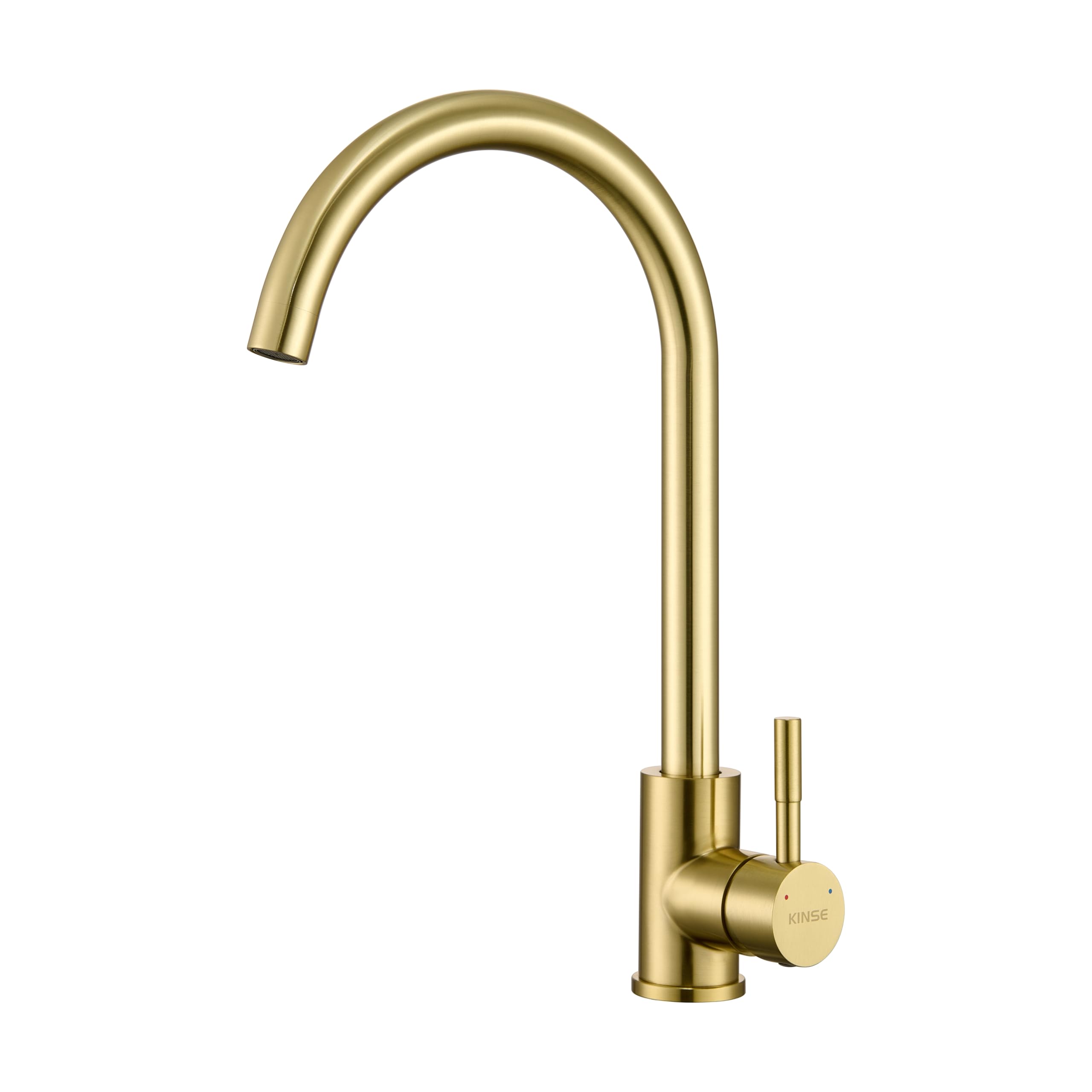 KINSE Kitchen Mixer Tap, 360° Swivel Kitchen Sink Faucet, Stainless Steel, Single-Handle, Gold