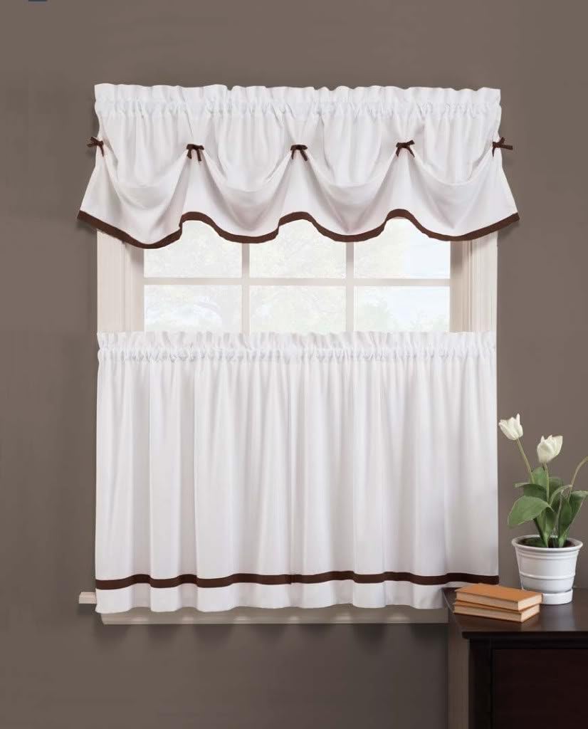 Saturday Knight Limited Kate Curtain Set - Valance: 58" x 13" + Tier Pair: 57" x 36" - (Clove)