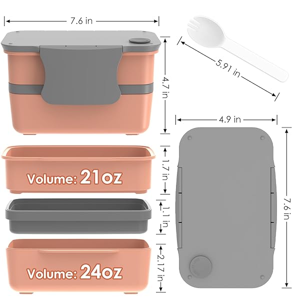 WHALEHOUSE 45 OZ DOUBLE-LAYERS SALAD CONTAINER FOR LUNCH, BENTO BOX WITH ICE PACK, UTENSIL & COOLER BAG, LUNCH BOX WITH LIDS FOR MEAL PREP, MICROWAVE/DISHWASHER/FREEZER SAFE (ORANGE)