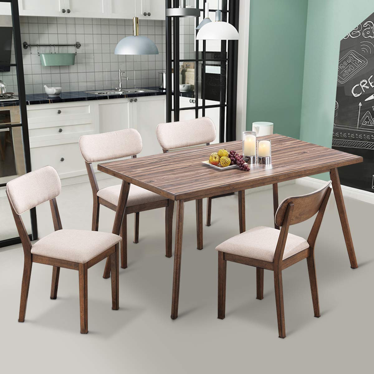 Giantex 5 Pcs Dining Table Set Kitchen Table And Chairs Mid Century
