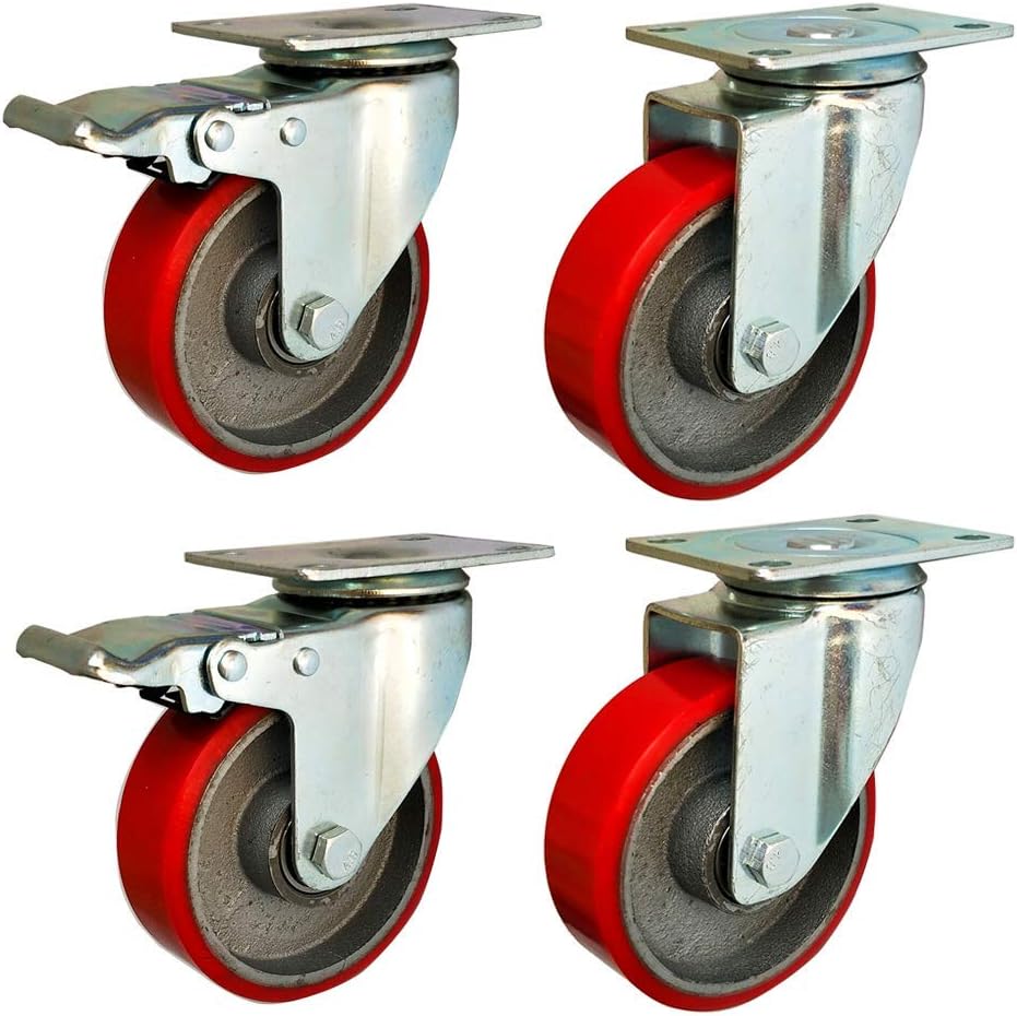 Industrial wheels 3'' 4'' Furniture casters Heavy duty 600800kg Iron core Silent PU Swivel