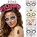 Sugar Skull Face Tattoo Kit, Day of the Dead Halloween Tattoos, Families Temporary Tattoos 8 Packs
