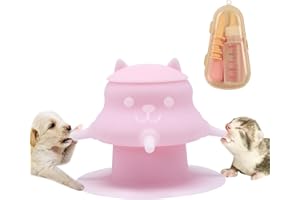 CUTENNIOU 230ML Puppy Bottles for Nursing Puppy Milk - Premium Silicone Nursing Station with 4 Nipples - Dog Feeder for Multiple Newborn Puppies, Rabbits, Kittens Bottle Feeding Kit (Pink)
