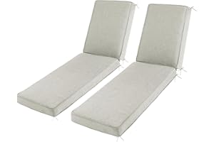 Sundale Outdoor Olefin Water-Resistant Chaise Lounge Cushions Set of 2, Light Gray Lounger Pad with Straps, 80 x 26 x 4 Inches