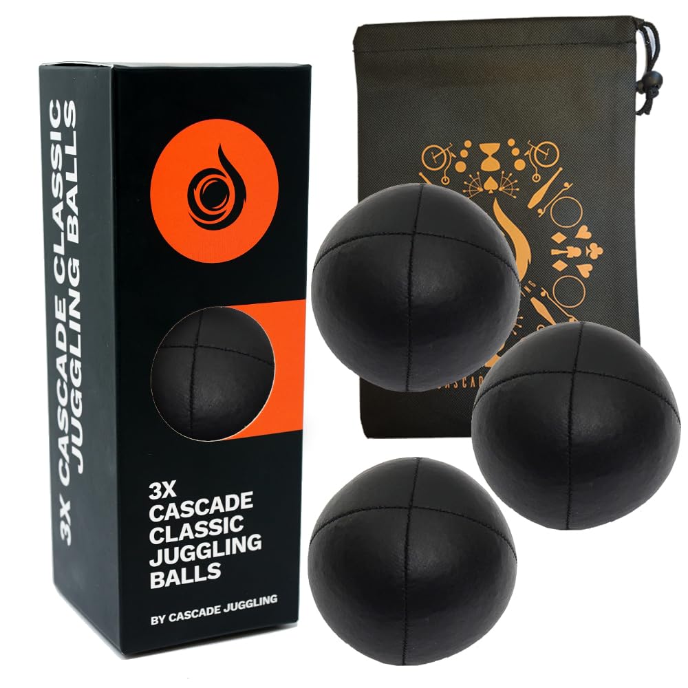 Pro 115g Cascade Classic Juggling Balls - Set of 3 Thud Balls & Bag (Black)