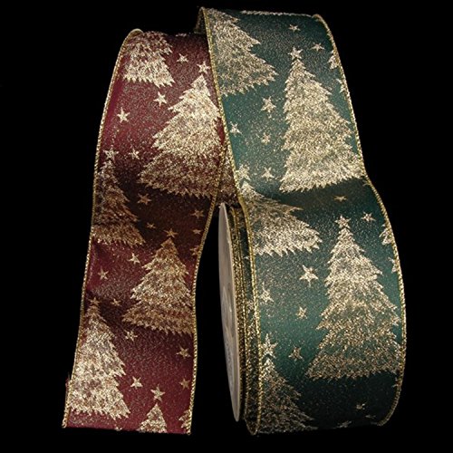 Burgundy Tannenbaum Taffeta Wired Craft Ribbon 3