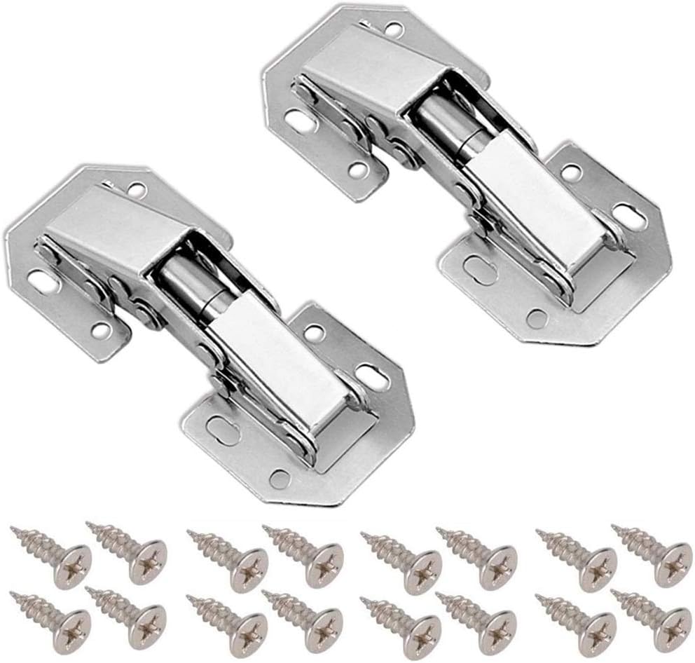 2Pcs 90 Degree Door Hinges Kitchen Cabinet Folding Hinge with Screws Soft Close Furniture Concealed Hinge for Inset Cupboard Wardrobe Doors