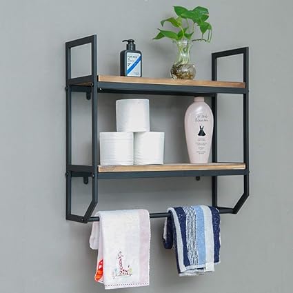MDEPYCO - Estantes de baño de metal industrial, montaje en pared, 2
