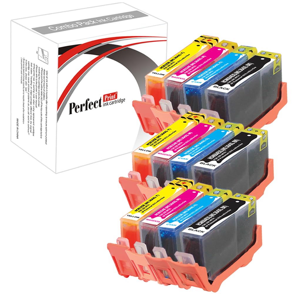 PerfectPrint Compatible Ink Cartridge Replacement for HP Photosmart 5510 5511 5512 5514 5515 6510 6512 6515 7510 7515 B109a B109d B109f B110a B110c B110e 364XL (Black/Cyan/Magenta/Yellow, 12-pack)